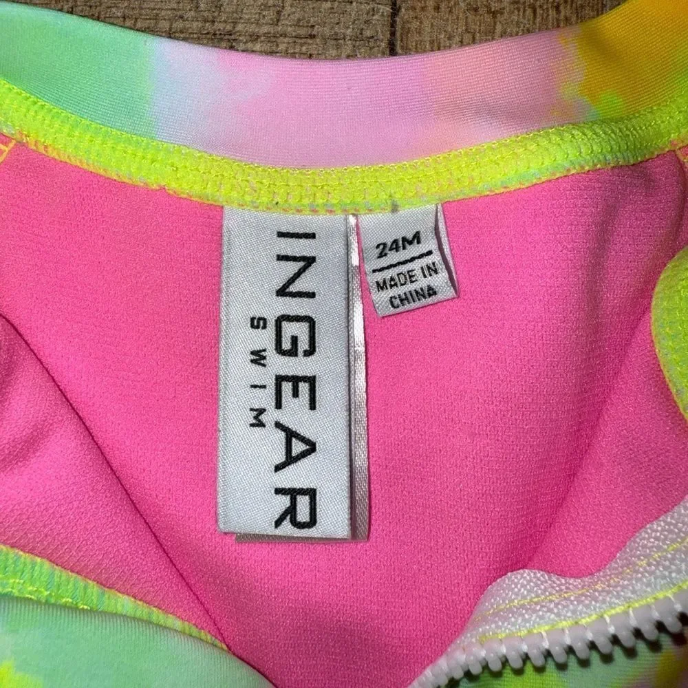 Ingear Zip front long sleeve bathing suit unitard for baby girls and‎ toddlers